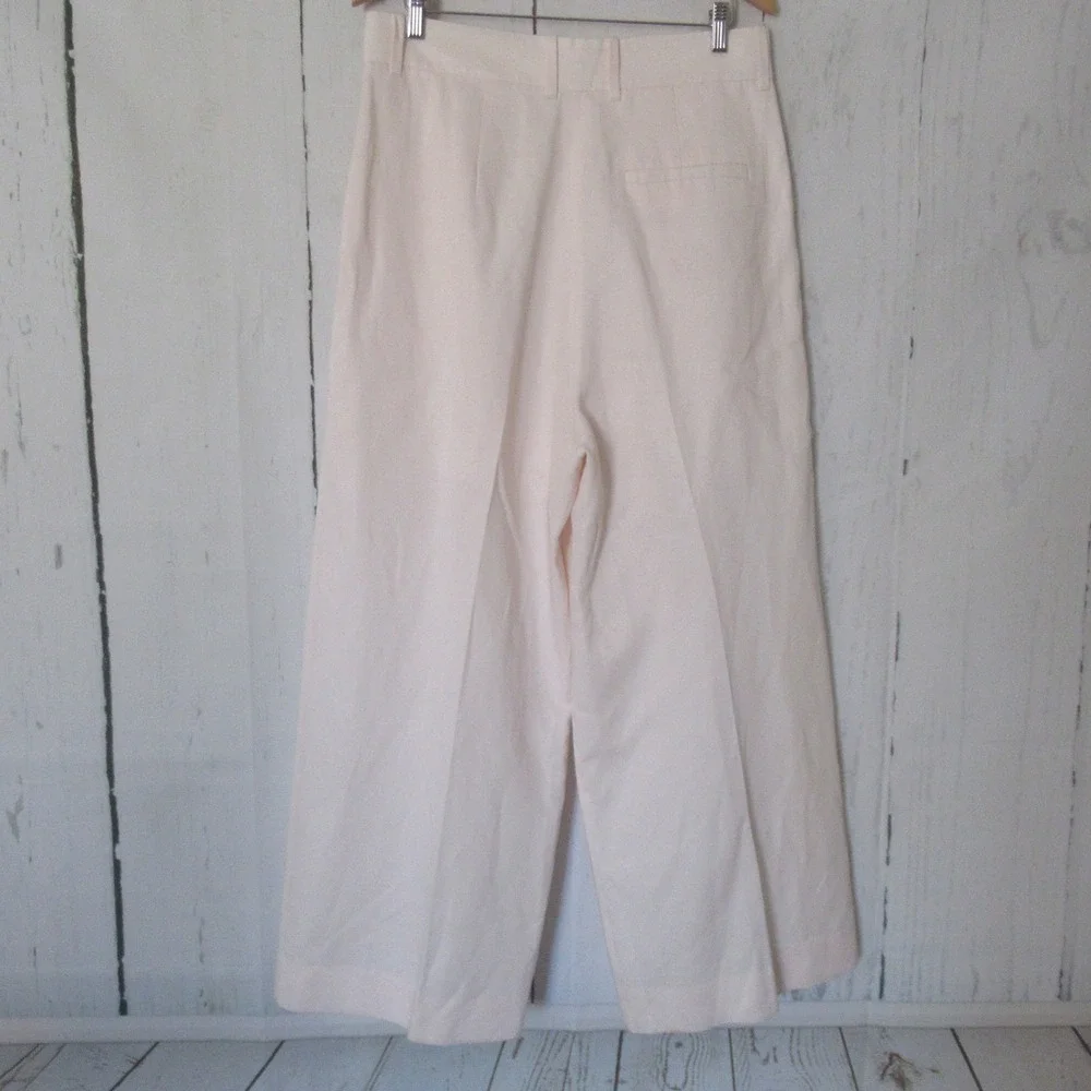 COS Pants 12 PInk Super High Rise Wide Leg Linen Blend Pleated